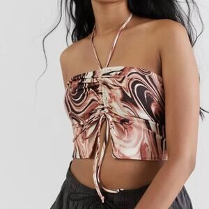 Urban Outfitters Urban Renewal Remnants Swirl Print Halter Crop Top Womens Small